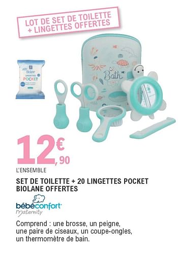 Promotion E Leclerc Set De Toilette Lingettes Pocket Biolane Offertes Bebeconfort Bebe Grossesse Valide Jusqua 4 Promobutler