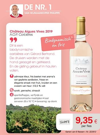 Promotions Château aigues vives 2019 a.o.p. corbières - Vins blancs - Valide de 22/06/2020 à 12/07/2020 chez Colruyt