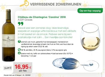 Promoties Château de chantegrive caroline 2018 a.o.p. graves - Witte wijnen - Geldig van 22/06/2020 tot 12/07/2020 bij Colruyt
