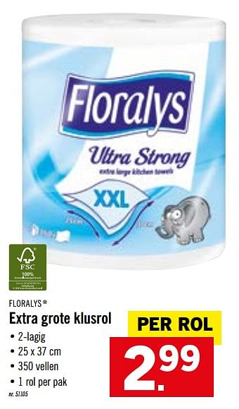 Promoties Extra grote klusrol - Floralys - Geldig van 06/07/2020 tot 11/07/2020 bij Lidl