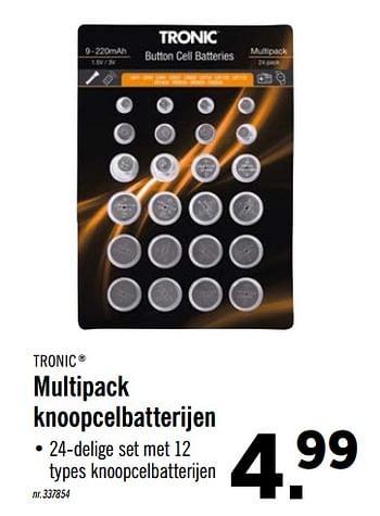 Promoties Multipack knoopcelbatterijen - Tronic - Geldig van 06/07/2020 tot 11/07/2020 bij Lidl