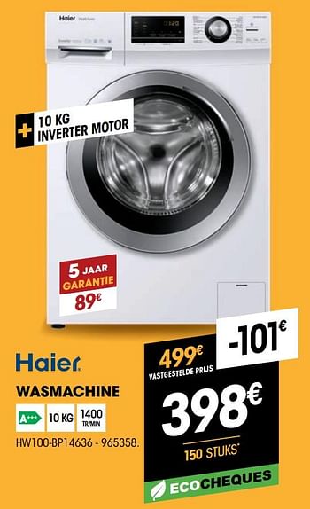 Promoties Haier wasmachine hw100-bp14636 - Haier - Geldig van 01/07/2020 tot 19/07/2020 bij Electro Depot