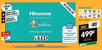 Promoties Hisense 55u7b - Hisense - Geldig van 01/07/2020 tot 19/07/2020 bij Electro Depot