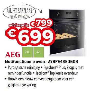 Promoties Aeg mutifunctionele oven - aybpe435060b - AEG - Geldig van 22/06/2020 tot 31/07/2020 bij Exellent