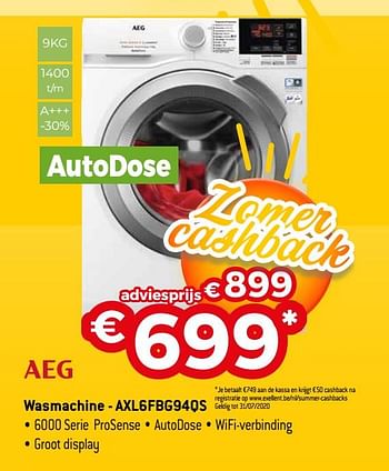 Promoties Aeg wasmachine - axl6fbg94qs - AEG - Geldig van 22/06/2020 tot 31/07/2020 bij Exellent