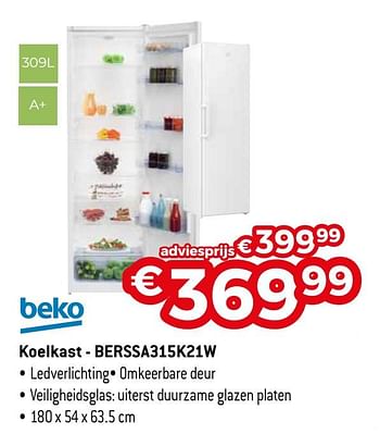 Promotions Beko koelkast - berssa315k21w - Beko - Valide de 22/06/2020 à 31/07/2020 chez Exellent