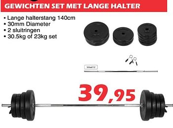 Promoties Gewichten set met lange halter - Huismerk - Itek - Geldig van 24/06/2020 tot 19/07/2020 bij Itek
