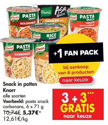 Promotions Snack in potten knorr pasta snack carbonara - Knorr - Valide de 01/07/2020 à 13/07/2020 chez Carrefour