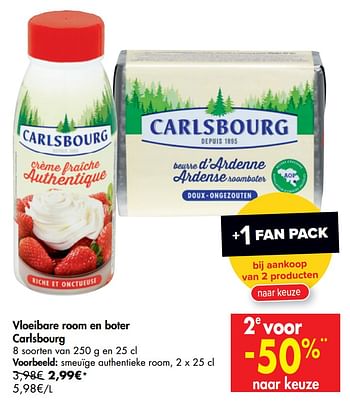 Promoties Vloeibare room en boter carlsbourg smeuïge authentieke room - Carlsbourg - Geldig van 01/07/2020 tot 13/07/2020 bij Carrefour