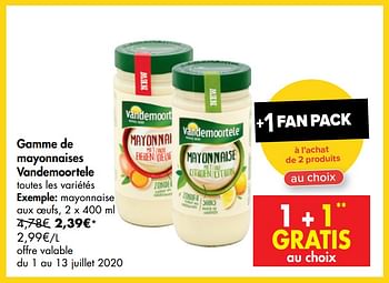 Promotions Gamme de mayonnaises vandemoortele mayonnaise aux oeufs - Vandemoortele - Valide de 01/07/2020 à 13/07/2020 chez Carrefour