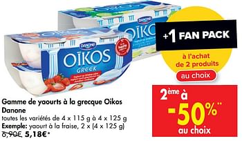 Promotions Gamme de yaourts à la grecque oikos danone yaourt à la fraise - Danone - Valide de 01/07/2020 à 13/07/2020 chez Carrefour