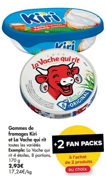 Promoties Gammes de fromages kiri et la vache qui rit la vache qui rit 4 étoiles - La Vache Qui Rit - Geldig van 01/07/2020 tot 13/07/2020 bij Carrefour