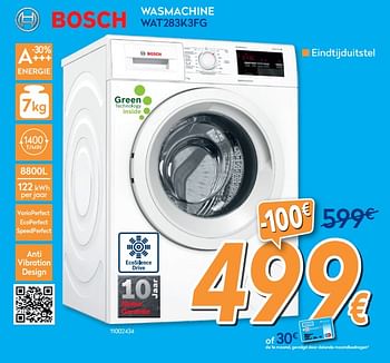 Promoties Bosch wasmachine wat283k3fg - Bosch - Geldig van 01/07/2020 tot 31/07/2020 bij Krefel