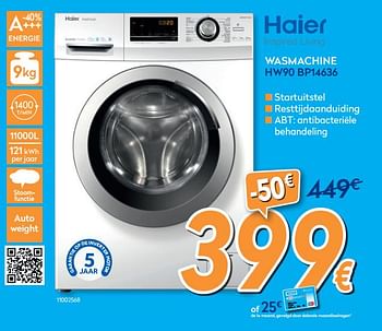 Promotions Haier wasmachine hw90 bp14636 - Haier - Valide de 01/07/2020 à 31/07/2020 chez Krefel