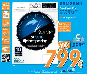 Promoties Samsung wasmachine ww91m642opw quickdrive - Samsung - Geldig van 01/07/2020 tot 31/07/2020 bij Krefel