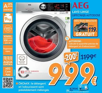 Promotions Aeg lave-linge l8fec96qs autodose - AEG - Valide de 01/07/2020 à 31/07/2020 chez Krefel