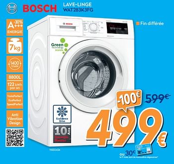 Promoties Bosch lave-linge wat283k3fg - Bosch - Geldig van 01/07/2020 tot 31/07/2020 bij Krefel