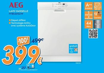 Promotions Aeg lave-vaisselle ffb52610zw - AEG - Valide de 01/07/2020 à 31/07/2020 chez Krefel