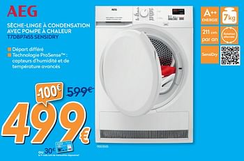 Promotions Aeg sèche-linge à condensation avec pompe à chaleur t7dbp7455 sensidry - AEG - Valide de 01/07/2020 à 31/07/2020 chez Krefel