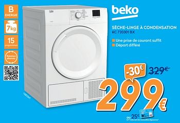 Promotions Beko sèche-linge à condensation kc 720301 bx - Beko - Valide de 01/07/2020 à 31/07/2020 chez Krefel