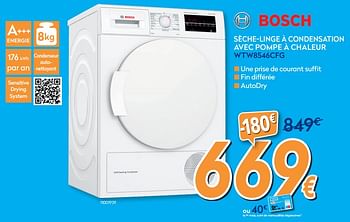 Promotions Bosch sèche-linge à condensation avec pompe à chaleur wtw8546cfg - Bosch - Valide de 01/07/2020 à 31/07/2020 chez Krefel