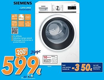 Promotions Siemens lave-linge wm16w4s8fg - Siemens - Valide de 01/07/2020 à 31/07/2020 chez Krefel