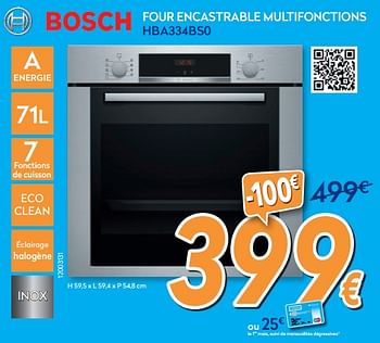 Promotions Bosch four encastrable multifonctions hba334bs0 - Bosch - Valide de 01/07/2020 à 31/07/2020 chez Krefel