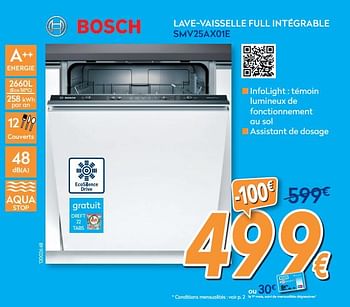Promotions Bosch lave-vaisselle full intégrable smv25ax01e - Bosch - Valide de 01/07/2020 à 31/07/2020 chez Krefel