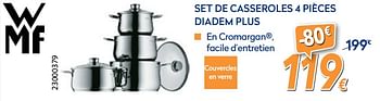 Promotions Set de casseroles 4 pièces diadem plus - WMF - Valide de 01/07/2020 à 31/07/2020 chez Krefel