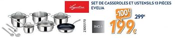 Promotions Set de casseroles et ustensils 13 pièces evelia - Lagostina - Valide de 01/07/2020 à 31/07/2020 chez Krefel