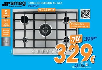 Promotions Smeg table de cuisson au gaz p272xgh - Smeg - Valide de 01/07/2020 à 31/07/2020 chez Krefel