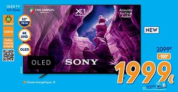 Promotions Sony oled tv kd-55a8 - Sony - Valide de 01/07/2020 à 31/07/2020 chez Krefel