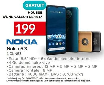 Promotions Nokia 5.3 nokn53 - Nokia - Valide de 22/06/2020 à 31/07/2020 chez Selexion