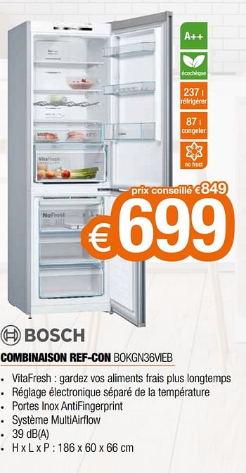 Promotions Bosch combinaison ref-con bokgn36vieb - Bosch - Valide de 29/06/2020 à 29/07/2020 chez Expert