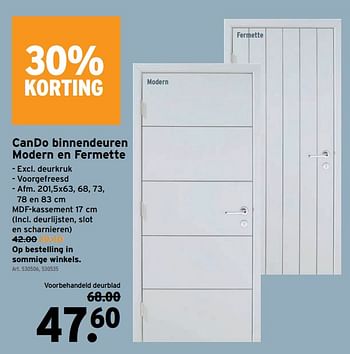 Promoties Cando binnendeuren modern en fermette - CanDo - Geldig van 08/07/2020 tot 21/07/2020 bij Gamma