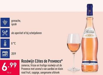 Promoties Roséwijn côtes de provence - Rosé wijnen - Geldig van 07/07/2020 tot 17/07/2020 bij Aldi