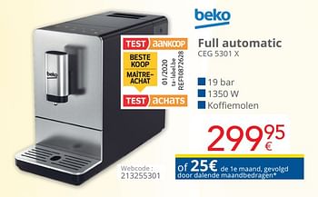 Promotions Beko full automatic ceg 5301 x - Beko - Valide de 01/07/2020 à 31/07/2020 chez Eldi