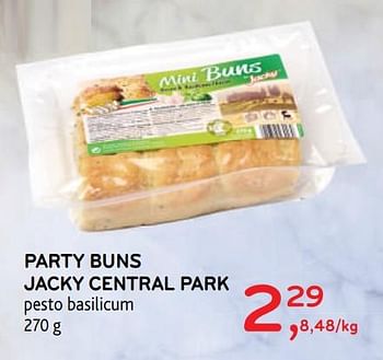 Promoties Party buns jacky central park - Huismerk - Alvo - Geldig van 15/07/2020 tot 28/07/2020 bij Alvo