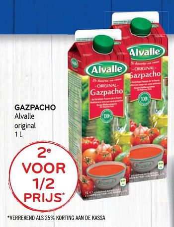 Promoties Gazpacho alvalle original 2e voor 1-2 prijs - Alvalle - Geldig van 15/07/2020 tot 28/07/2020 bij Alvo