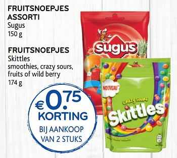Promoties Fruitsnoepjes assorti sugus - Sugus - Geldig van 15/07/2020 tot 28/07/2020 bij Alvo