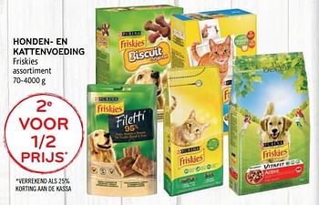 Promoties Honden- en kattenvoeding friskies 2e voor 1-2 prijs - Purina - Geldig van 15/07/2020 tot 28/07/2020 bij Alvo