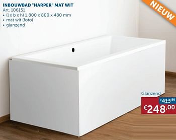 Promoties Inbouwbad harper mat wit glanzend - Huismerk - Zelfbouwmarkt - Geldig van 21/07/2020 tot 17/08/2020 bij Zelfbouwmarkt