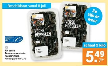 Promoties Ah verse zeeuwse mosselen super - Huismerk - Albert Heijn - Geldig van 06/07/2020 tot 12/07/2020 bij Albert Heijn