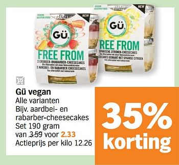 Promoties Gü vegan aardbei- en rabarber-cheesecakes set - Gü Puds - Geldig van 06/07/2020 tot 12/07/2020 bij Albert Heijn