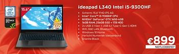 Promoties Lenovo ideapad l340 intel i5-9300hf - Lenovo - Geldig van 01/07/2020 tot 15/08/2020 bij Compudeals