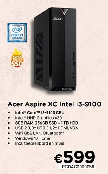 Promoties Acer aspire xc intel i3-9100 - Acer - Geldig van 01/07/2020 tot 15/08/2020 bij Compudeals