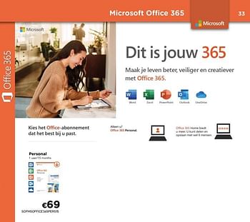 Promoties Office 365 personal 1 user -15 months - Microsoft - Geldig van 01/07/2020 tot 15/08/2020 bij Compudeals