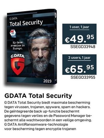 Promoties Gdata total security - G Data - Geldig van 01/07/2020 tot 15/08/2020 bij Compudeals
