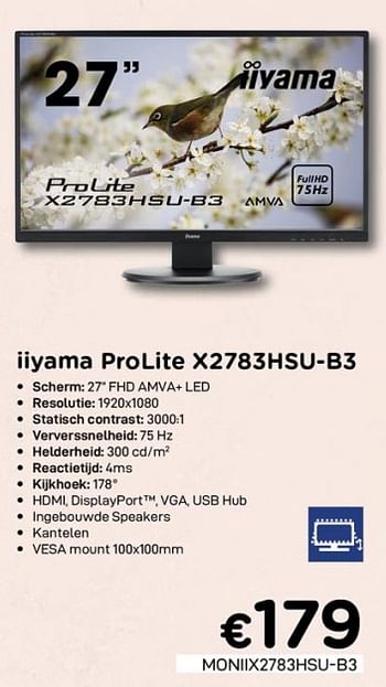 Promoties Iiyama prolite x2783hsu-b3 - Iiyama - Geldig van 01/07/2020 tot 15/08/2020 bij Compudeals