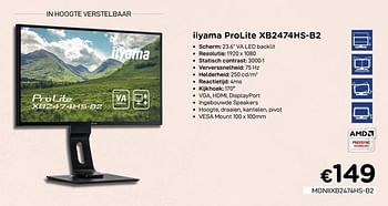 Promoties Iiyama prolite xb2474hs-b2 - Iiyama - Geldig van 01/07/2020 tot 15/08/2020 bij Compudeals